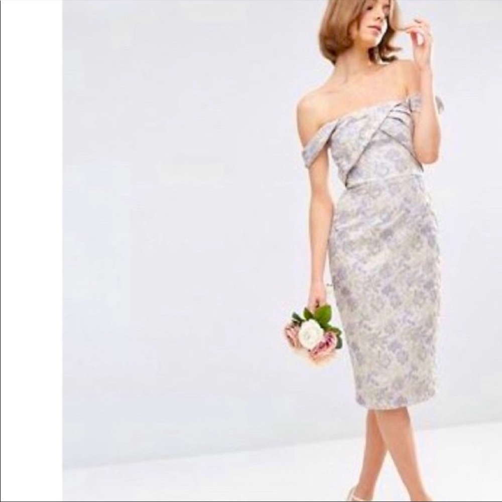 ASOS Edition Off shoulder Floral Brocade dress